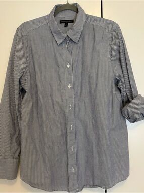 Banana Republic Women Blue Pinstripe Button-Down Shirt